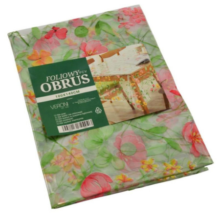 Obrus PCV 100x140cm przeźroczysty w kwiaty mix